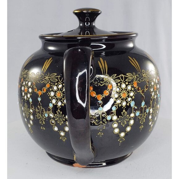 England Sudlow Teapot 3983 Black Dark Brown Vintage WWII Chipped - Picture 4 of 12